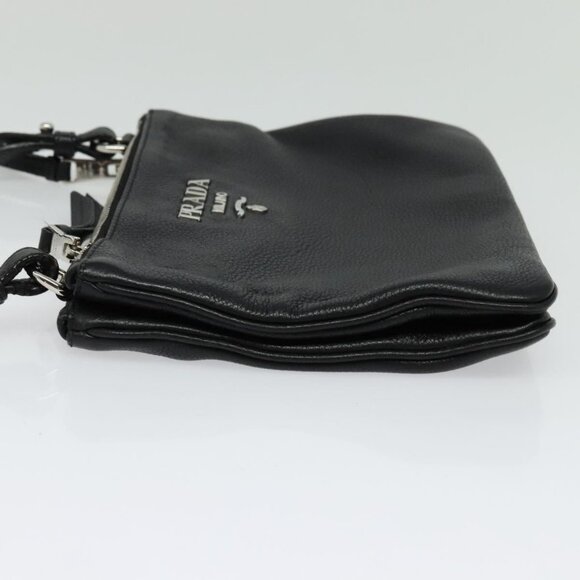 PRADA Shoulder Bag Leather Black Silver Auth - Picture 5 of 15